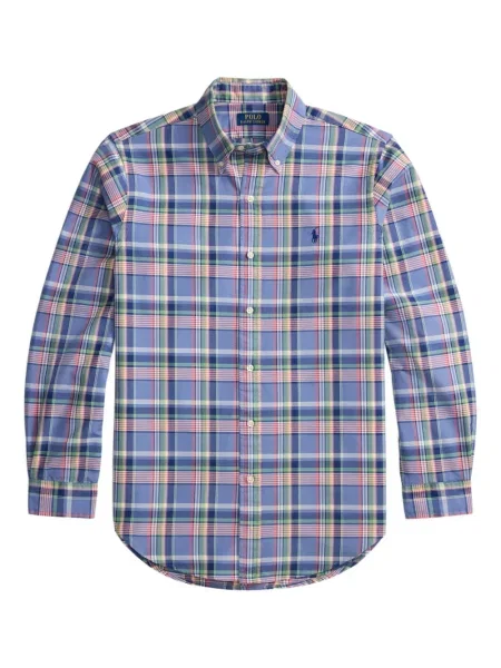 Șapcă Polo Ralph Lauren cu broderie din țesătură twill în carouri albastru