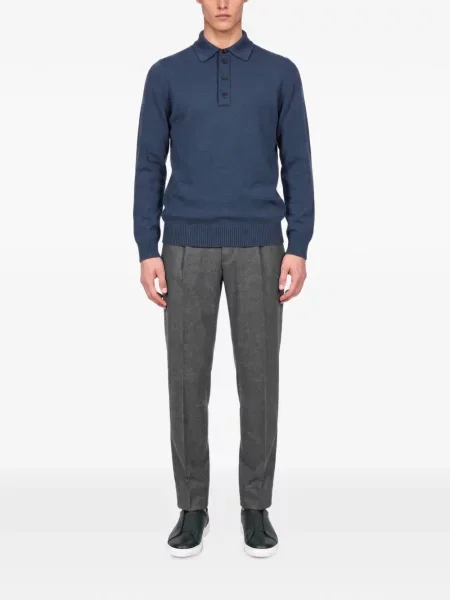 Lung tricou polo Zegna albastru