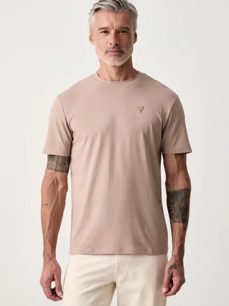 Guess T-shirt z bawełną HEDLEY beżowa