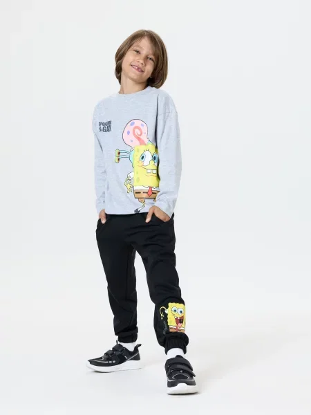 Sinsay Jogger kalhoty s bavlnou SpongeBob černá