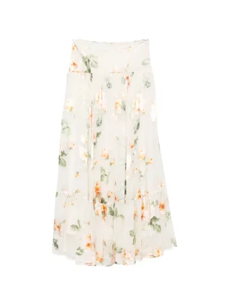 Fusta maxi Zimmermann cu model floral cu imagine alb