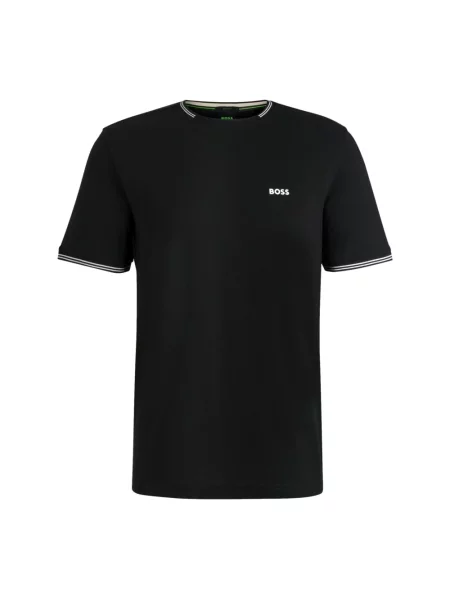 T-shirt w paski Hugo Boss z autografem czarny