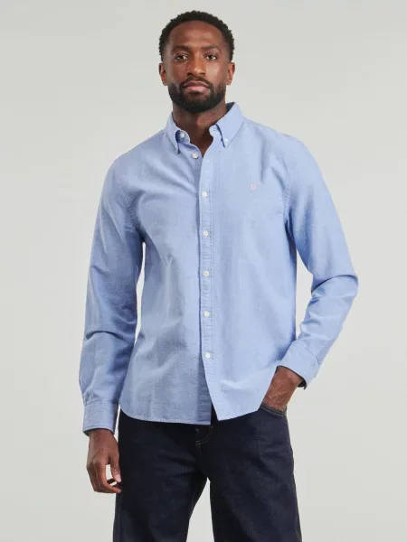 Cămașă Superdry din țesătură twill albastru