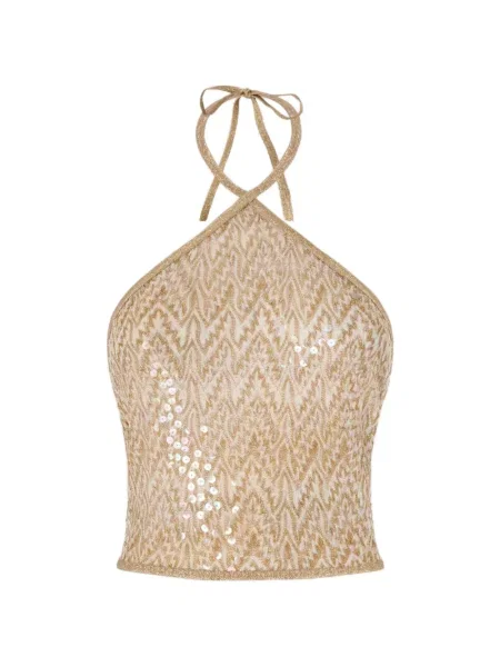 Top Missoni cu paiete cu gât halter