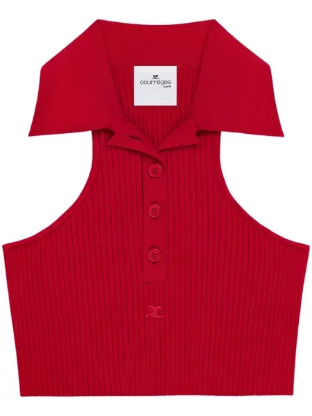 Dzianinowa podkoszulka Courreges czerwona
