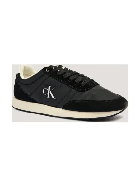 Calvin Klein Sneakers tornacipő RETRO bőr hozzáadásával fekete