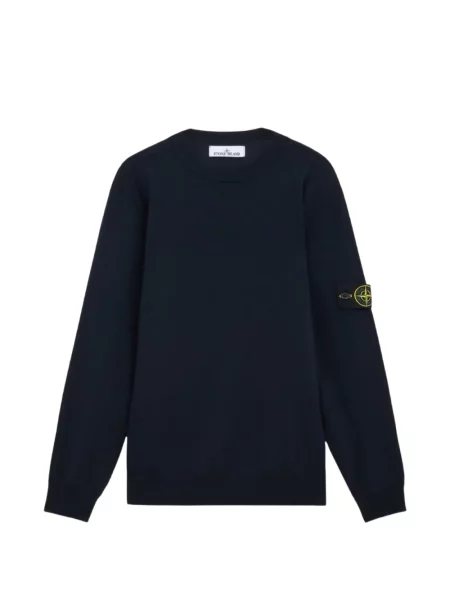 Pulover Stone Island de lână cu strasuri albastru