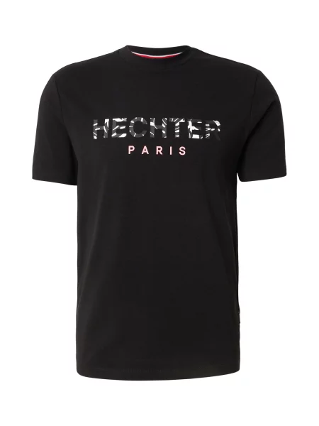 HECHTER PARIS Tricou gri metalic / roz pastel / negru alb