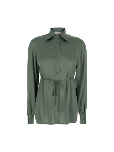 Koszula Semicouture z kokardką zielona