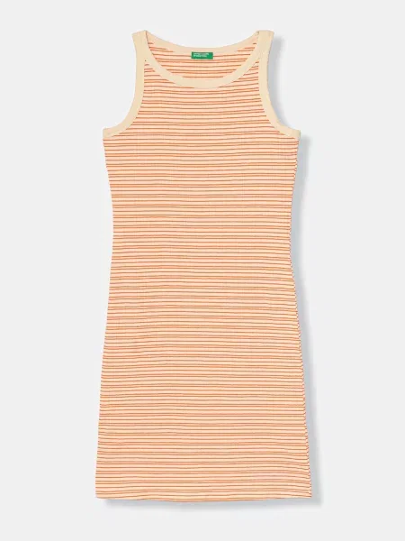 United Colors of Benetton šaty s bavlnou oranžové
