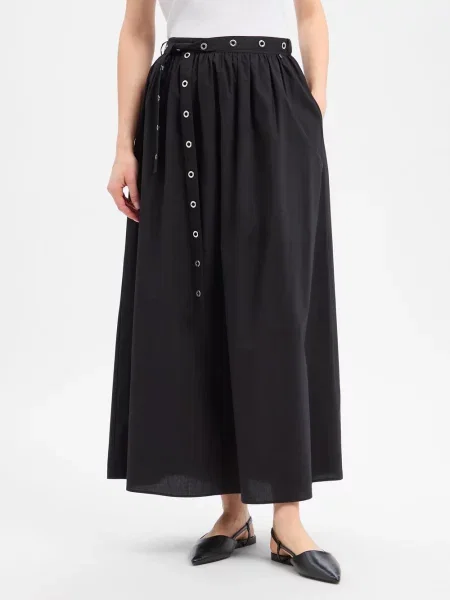 Spódnica maxi Hugo popelinowa dzwony czarna
