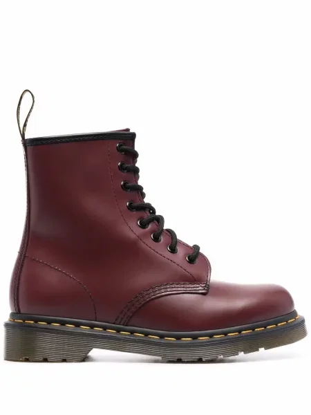 Botine Dr. Martens cu șireturi din piele roșu