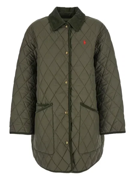 Pikowana kołnierzykowy kurtka Polo Ralph Lauren sztruksowa zielona