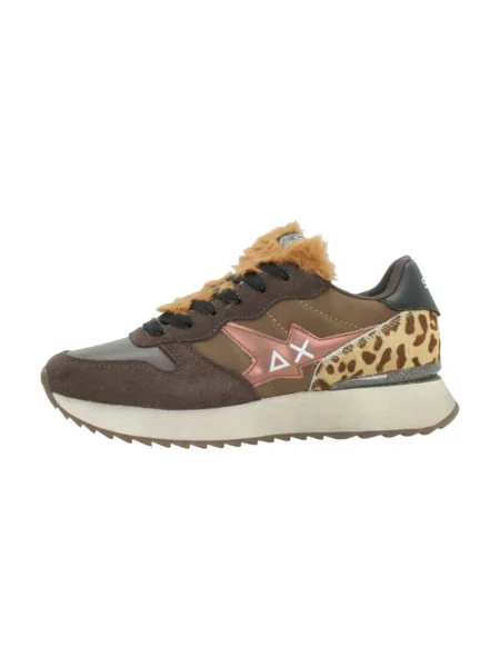 Sneakersy Sun68 skórzane brązowe