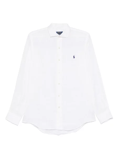 Cămașă Polo Ralph Lauren de in cu dungi alb