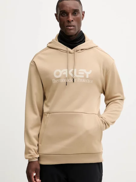Суичър с качулка Oakley с качулка с принт бежово