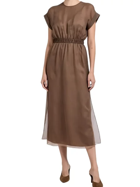 Rochie midi Brunello Cucinelli maro