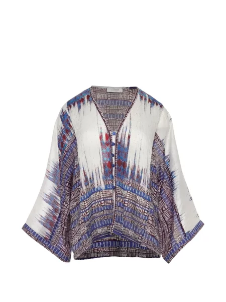 Bluzka Devotion z nadrukiem z dekoltem w serek z wzorem paisley niebieska