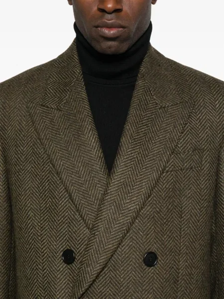 Palton Sunflower cu model herringbone verde