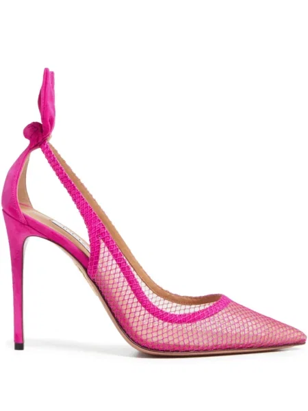 Pantofi cu toc Aquazzura cu funde roz