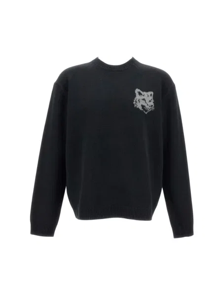 Sweter Maison Kitsune wełniany czarny