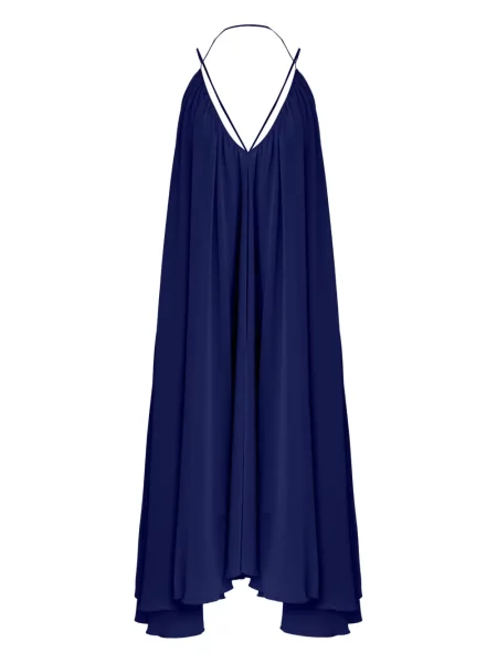 Sukienka midi Olympiah plisowana do kolan z dekoltem halter niebieska