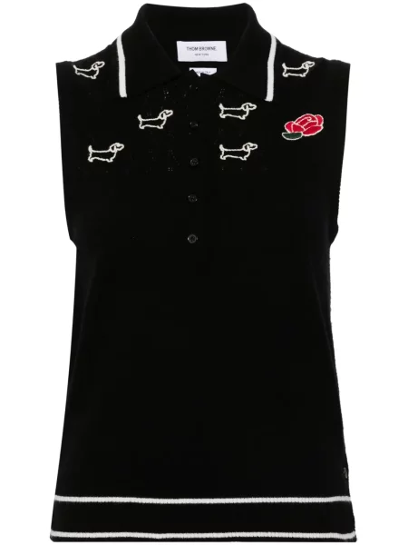 Top Thom Browne de lână negru