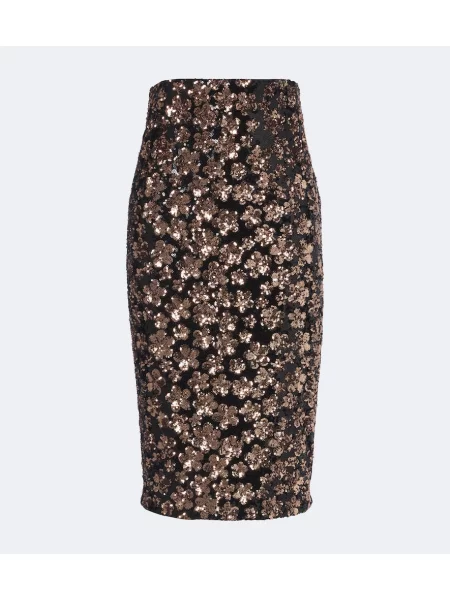 Fustă midi Max Mara cu model floral maro