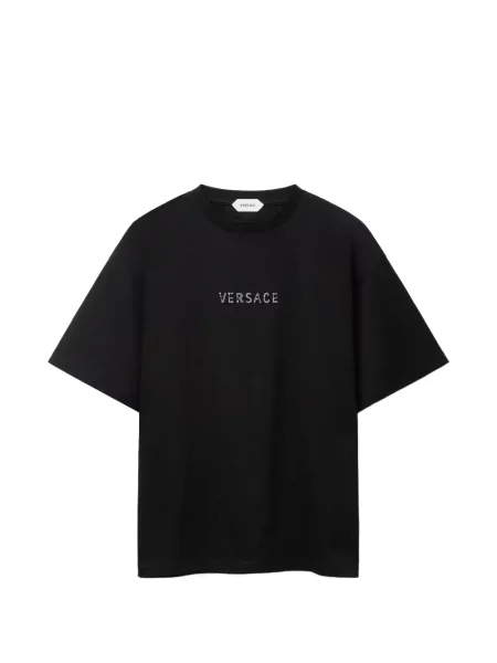 Koszulka Versace z dżerseju z logo czarna
