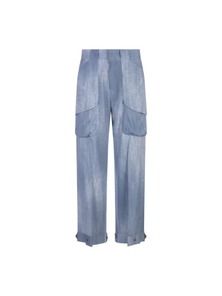 Spodnie Ermanno Scervino z wysoką talią z nadrukiem niebieskie