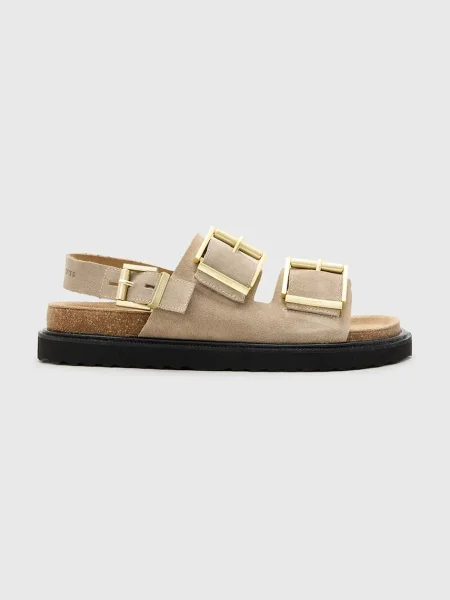 Велурени сандали AllSaints Isla Sandal бежово