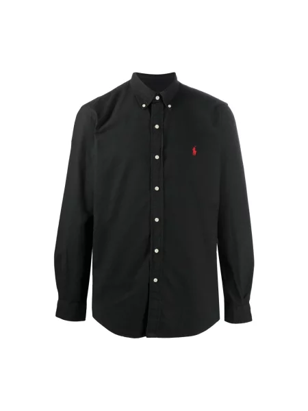 Ralph Lauren Koszule Mężczyzna Koszula z Kołnierzykiem Zapinana na o Kroju Custom Fit czarny