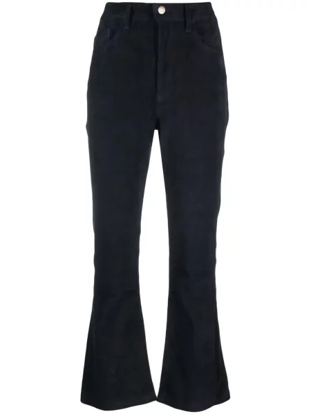 Pantaloni Paula din piele de căprioară albastru