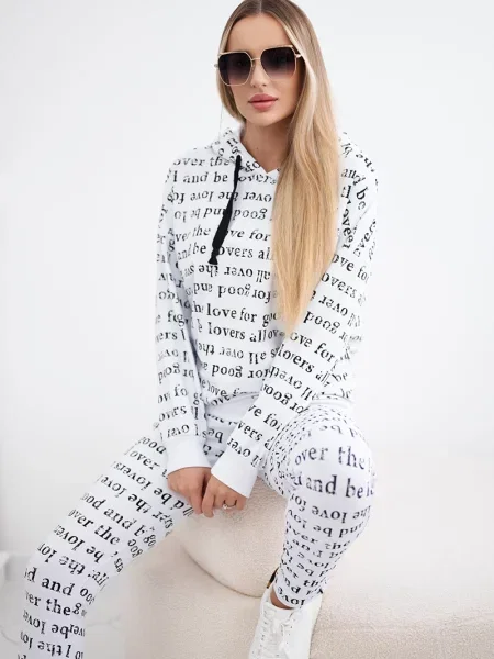 Komplet dresowy Kesi z nadrukiem biały