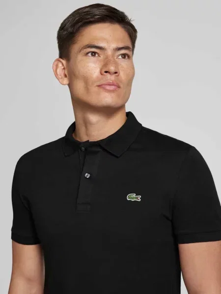 Koszulka polo o kroju slim fit z czystej bawełny Lacoste czarna