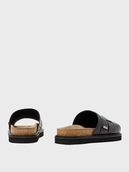 Кожаные шлепанцы Allsaints черные
