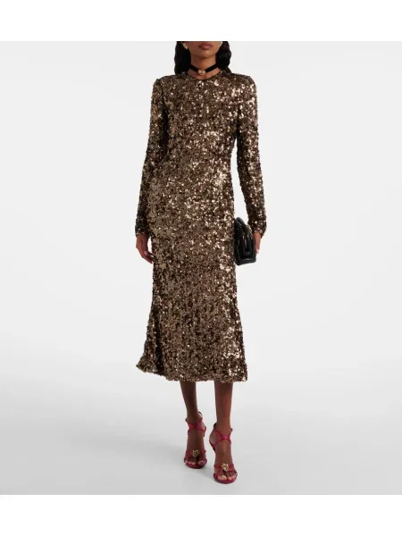 Obleka midi obleka Dolce&gabbana nad koleni rjava