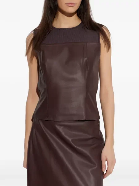 Top Samsøe Samsøe cu nervuri maro