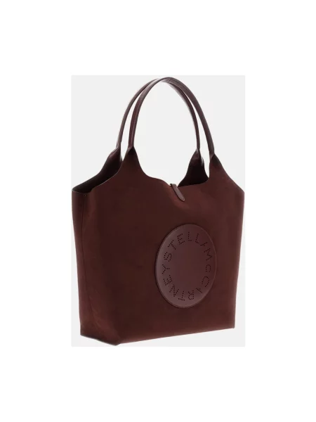 Shopperka Stella Mccartney zamszowa z logo brązowa