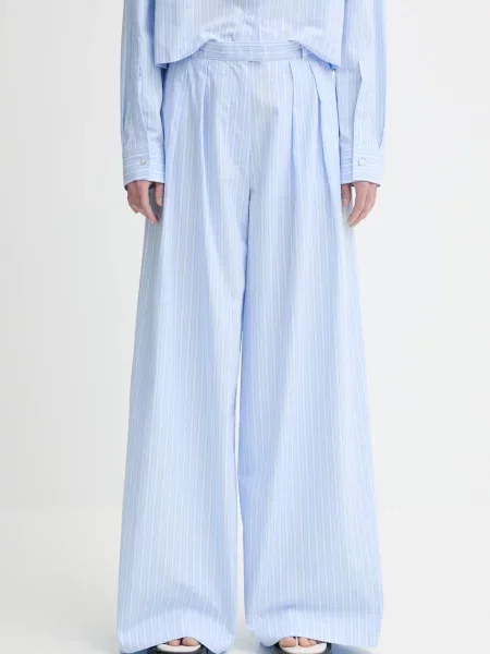 Won Hundred pantaloni de lat high waist albastru