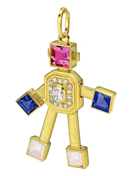 Pandantiv Van Robot cu strasuri galben