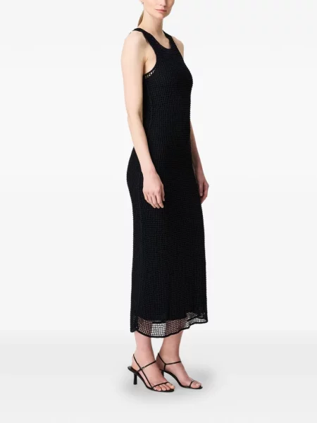 Rochie midi Another Tomorrow cu broderie negru