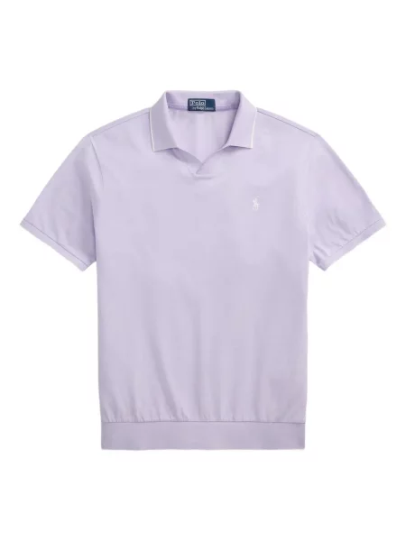 Tricou Polo Ralph Lauren din piele cu broderie în carouri maro