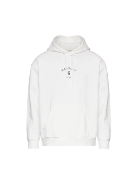 Bluza z kapturem Mm6 Maison Margiela z kapturem z logo biała