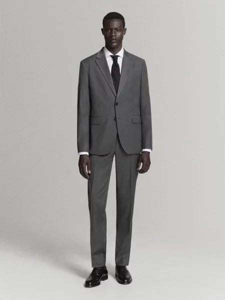 Spodnie garniturowe Milan slim fit Mężczyzna 46 MANGO MAN szary