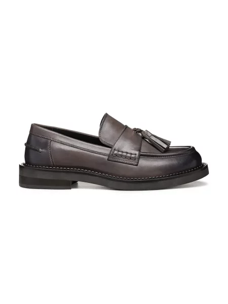 Mocasini Geox din piele cu toc plat maro