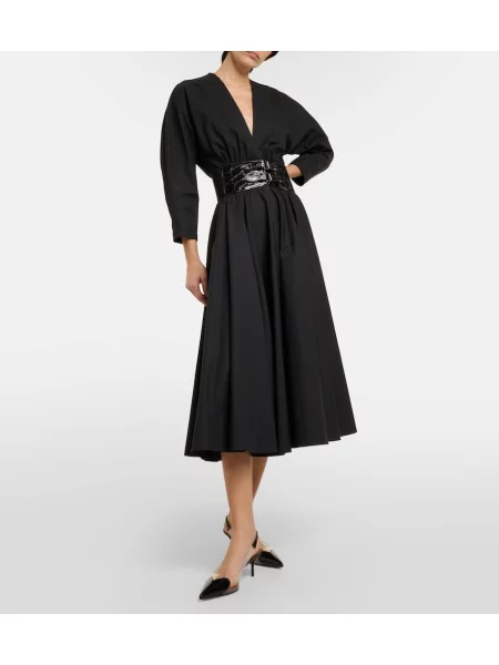 Rochie midi Alaïa din piele până la genunchi de costum negru