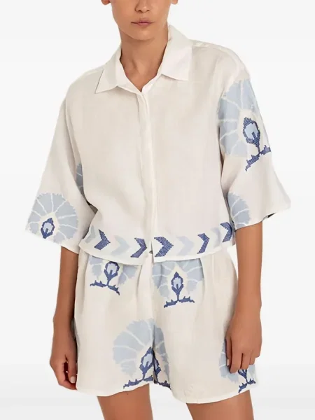 Cămașă Greek Archaic Kori cu broderie alb