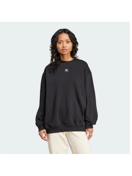 Bluza Essentials Fleece Long Oversized Crew czarna