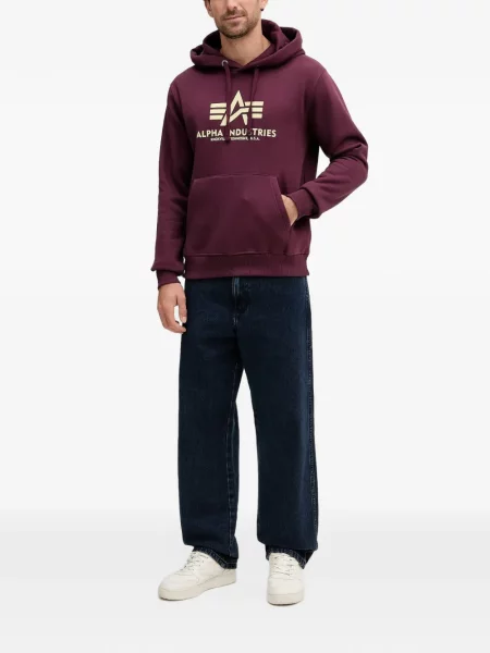 Hanorac cu glugă Alpha Industries cu imagine cu cordon violet